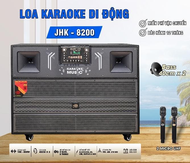 LOA DI ĐỘNG KARAOKE 4 TẤC ĐÔI JHK – 8200
